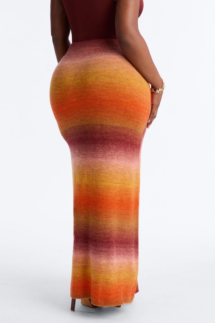 Sierra Ombre Sweater Maxi Skirt - Orange/combo