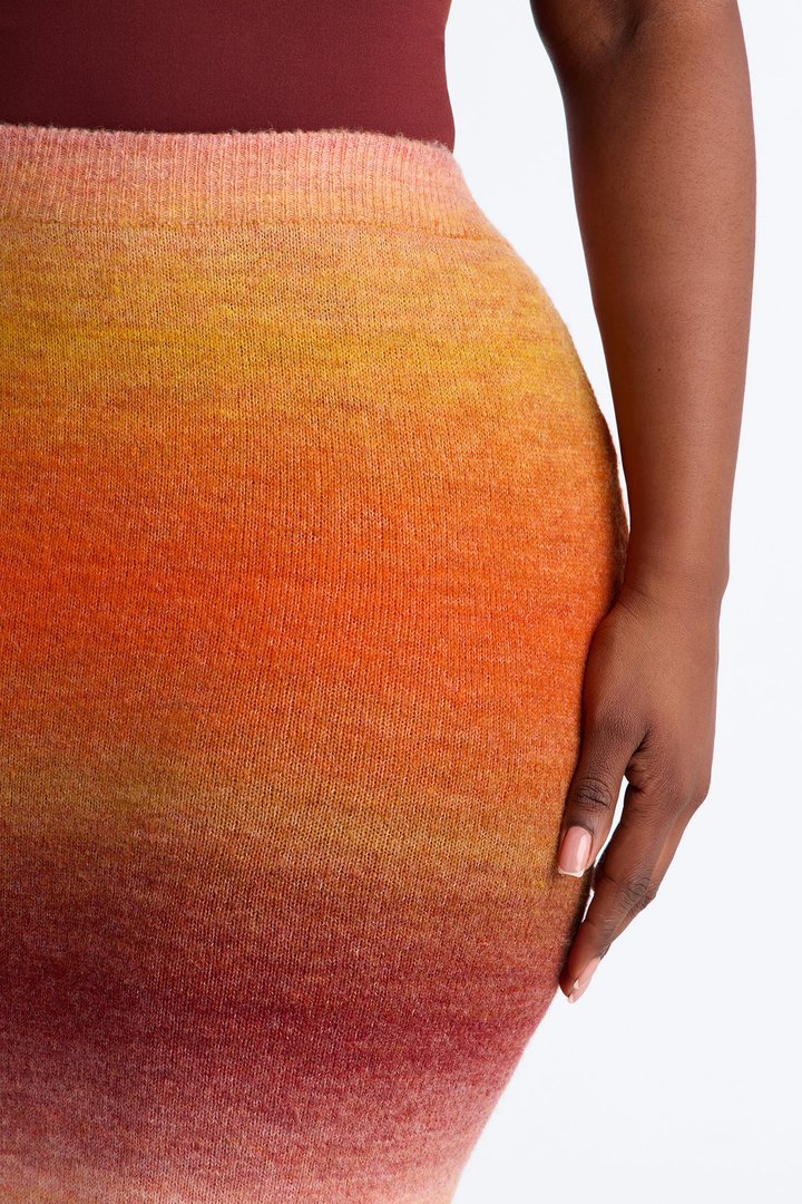 Sierra Ombre Sweater Maxi Skirt - Orange/combo