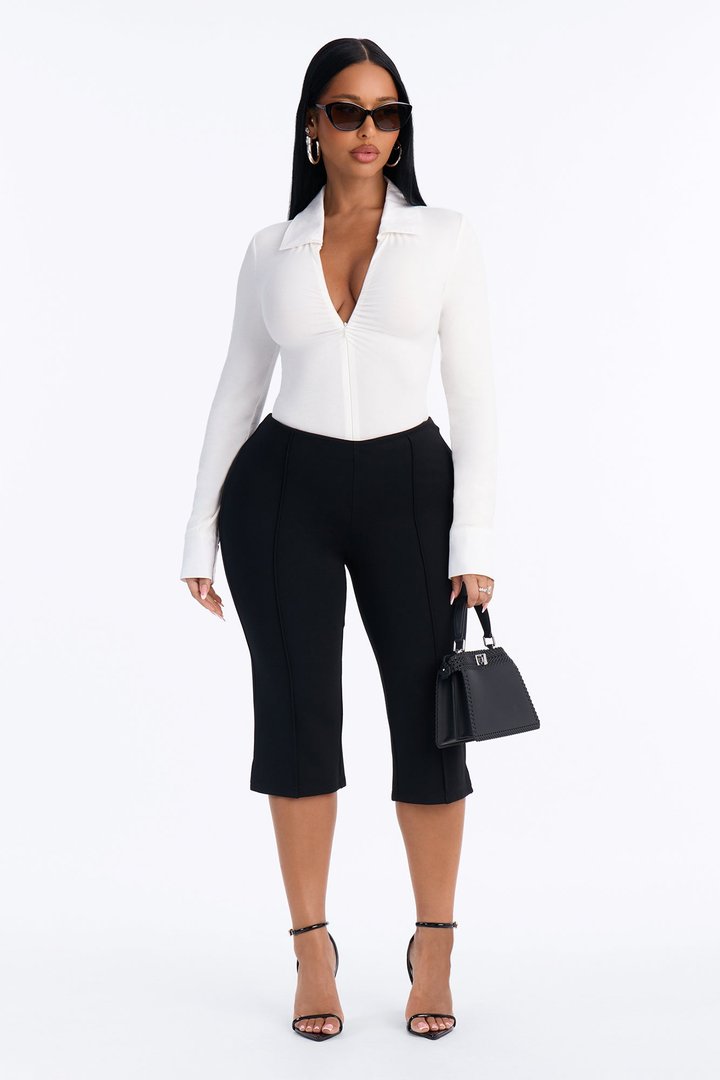 Flore Mid Rise Skinny Gaucho Pant - Black