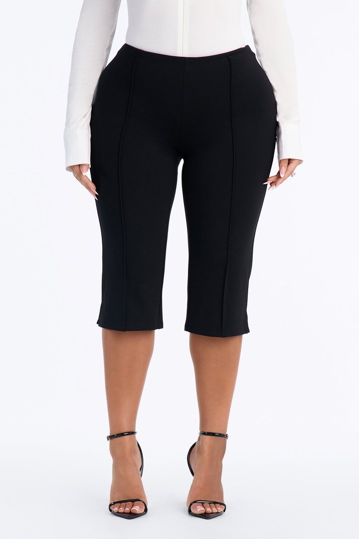 Flore Mid Rise Skinny Gaucho Pant - Black