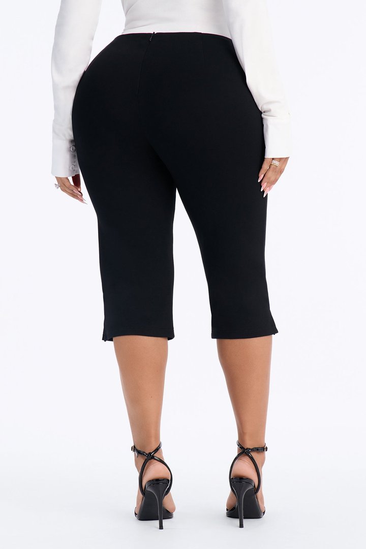 Flore Mid Rise Skinny Gaucho Pant - Black