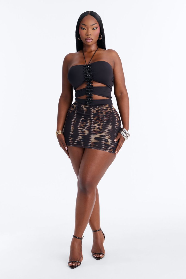 Brook Cut Out Hardware Halter Top - Black