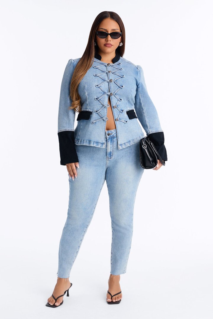 Get In Formation Denim Pant Set - Light Wash