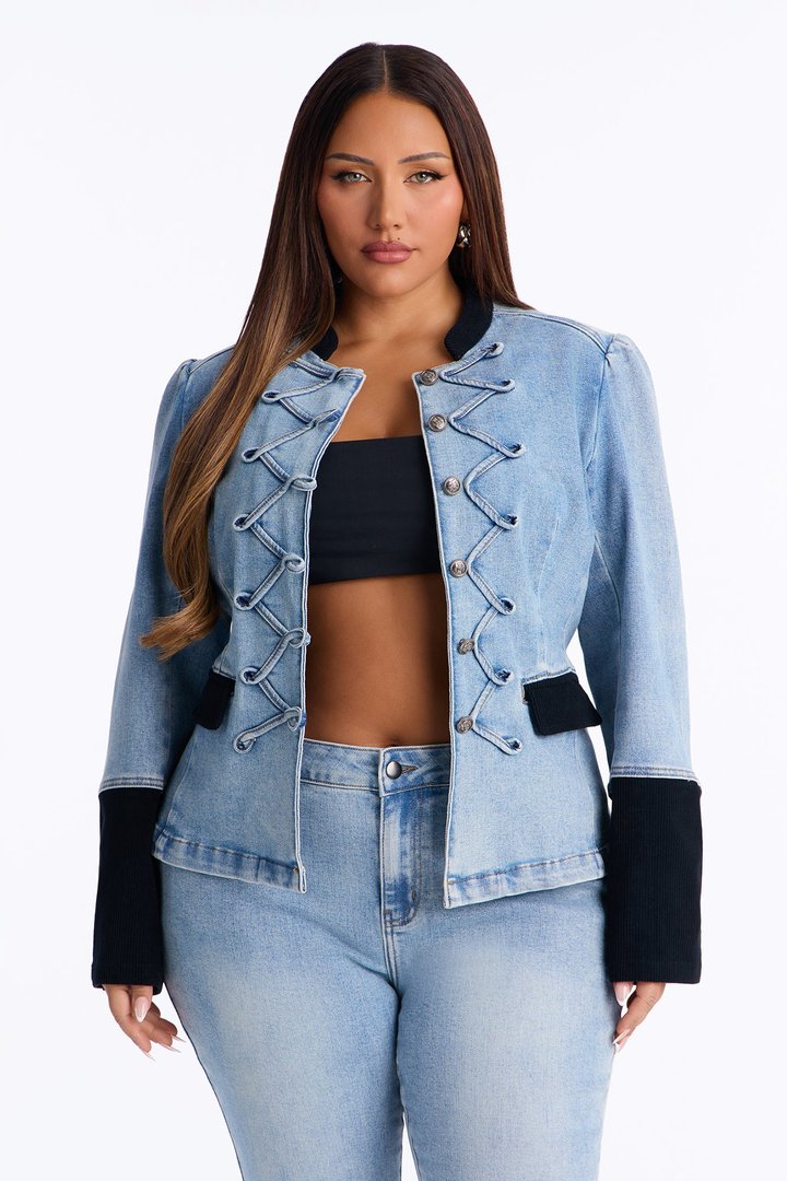 Get In Formation Denim Pant Set - Light Wash