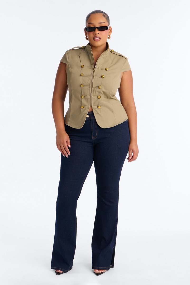 Listen To My Command Militant Mock Neck Shirt - Olive