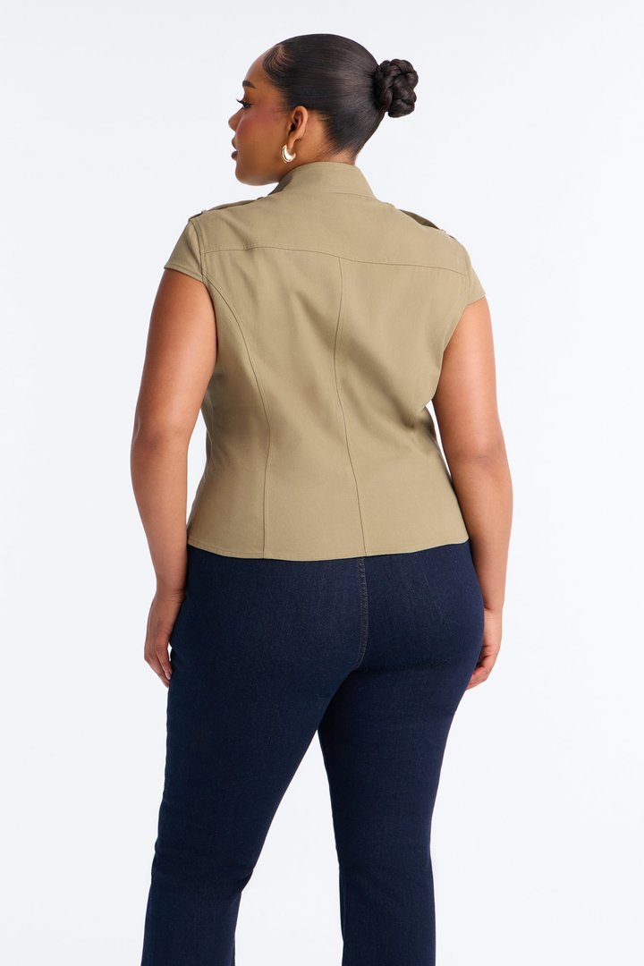 Listen To My Command Militant Mock Neck Shirt - Olive