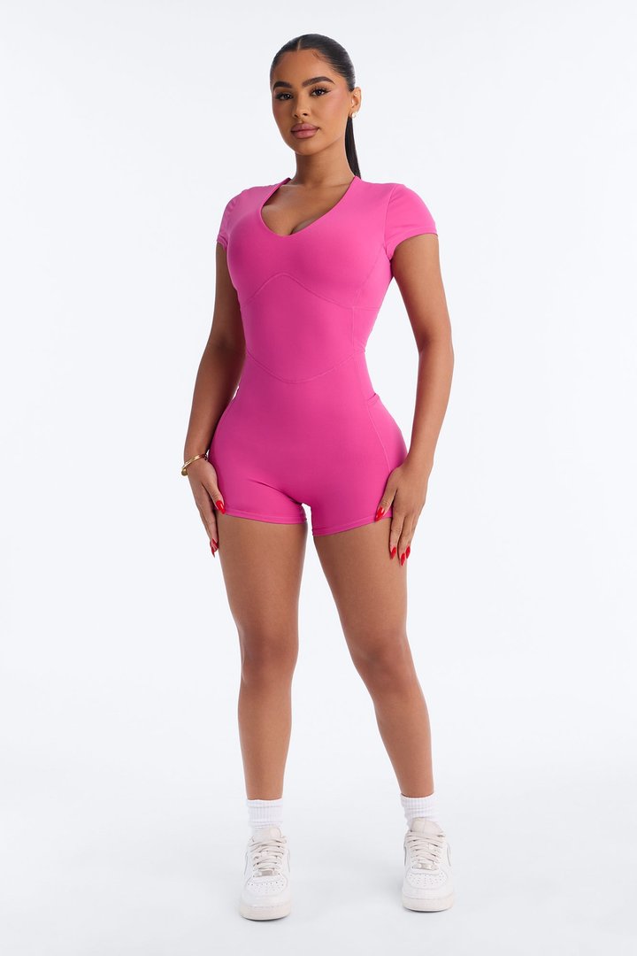 Sweet Sport Short Sleeve Romper - Plum