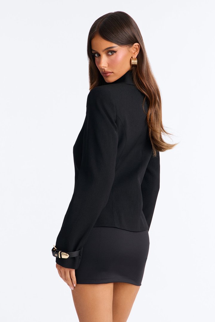 Buckle Up Twill Fitted Jacket - Black