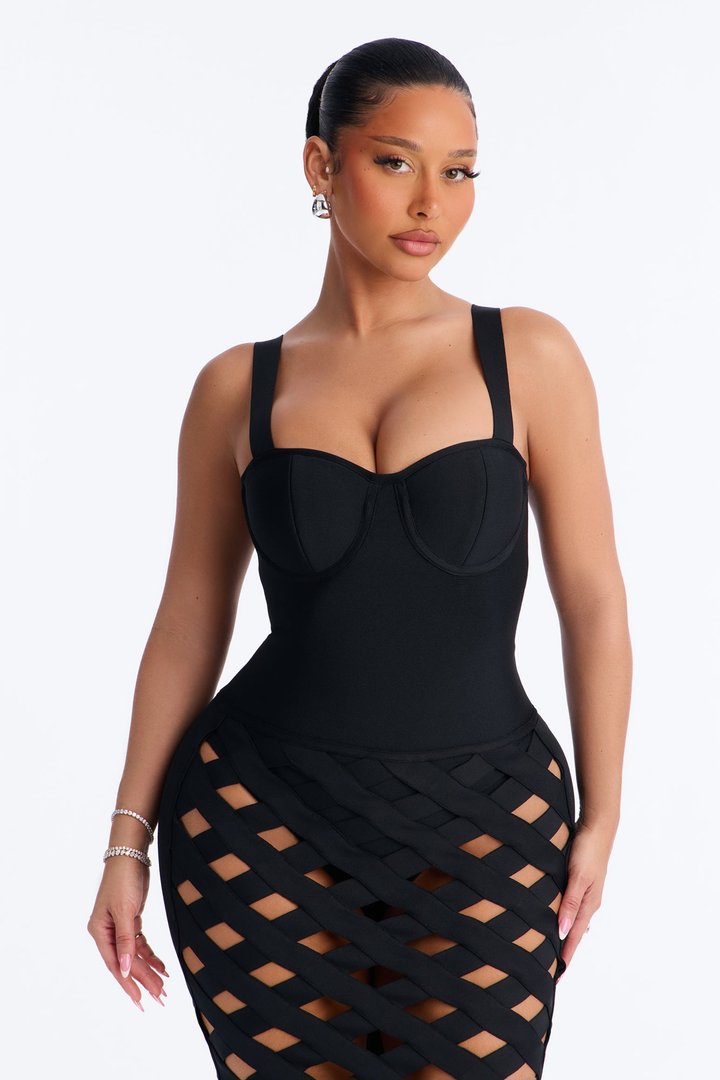Lillian Bandage Midi Dress - Black