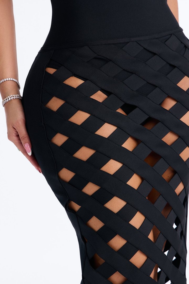 Lillian Bandage Midi Dress - Black