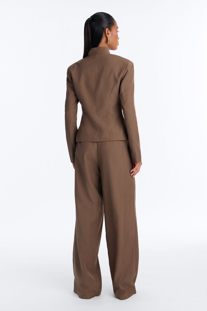 Melt Into You Stand Collar Button Front Blazer - Caffe