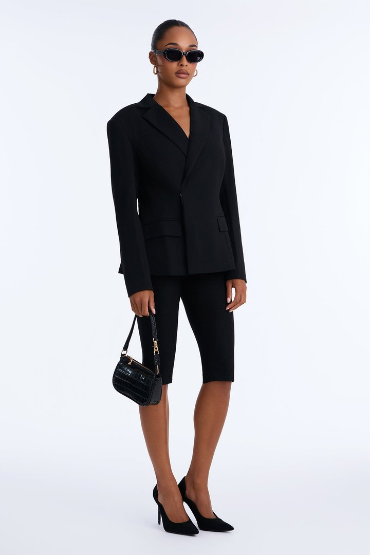 Party In The Back Tailored Open Back Blazer - Black