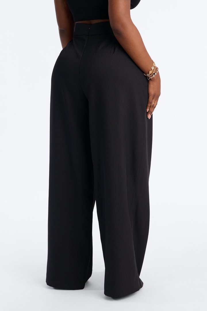 Sadie High Rise Frog Closure Pleated Trouser - Black