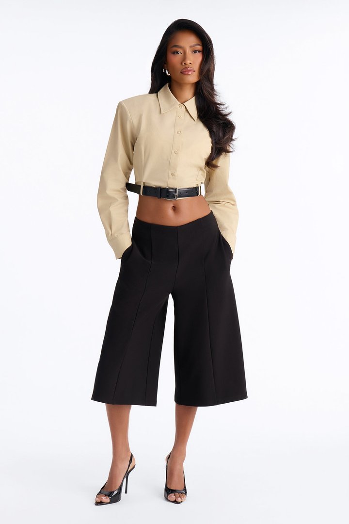 Genevieve Belted Button Up Shirt - Khaki