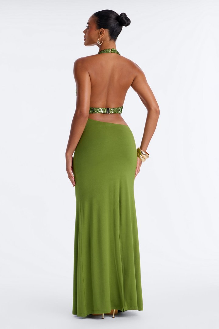Selene Sequin Maxi Dress - Olive