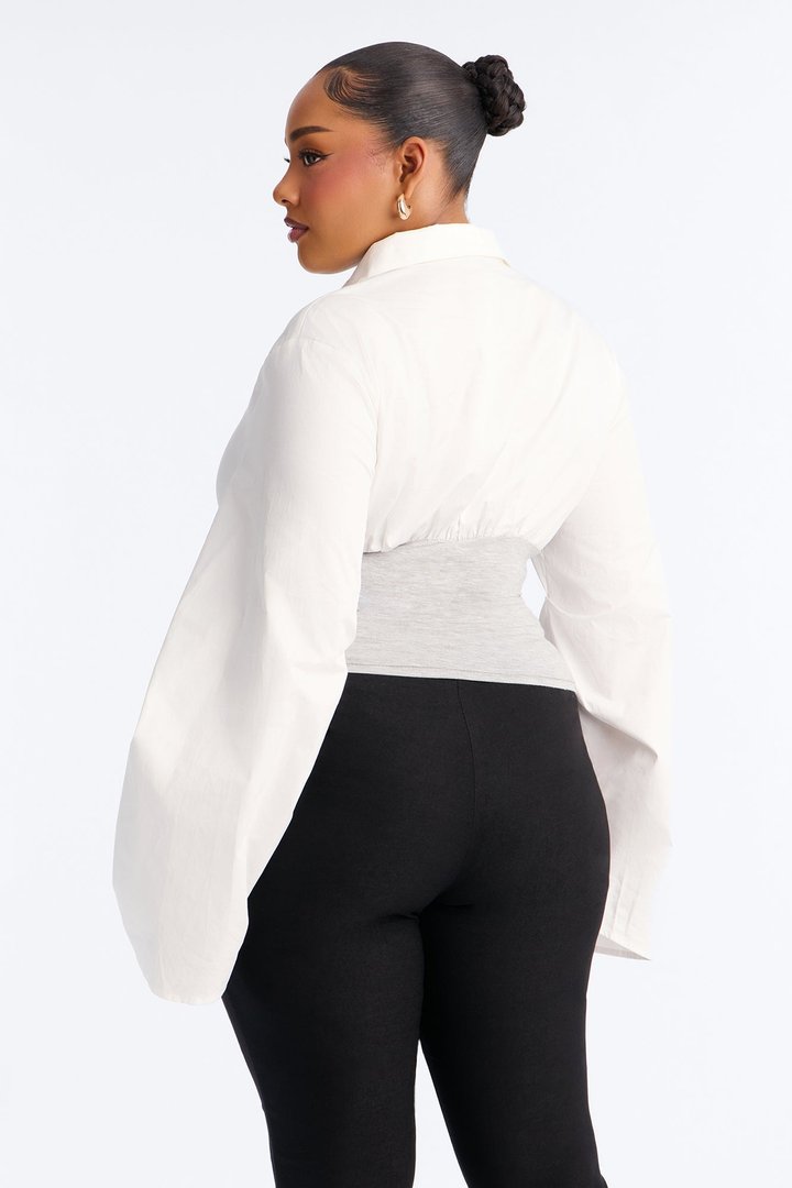 Hazy Moment Wrap Blouse - Grey/combo