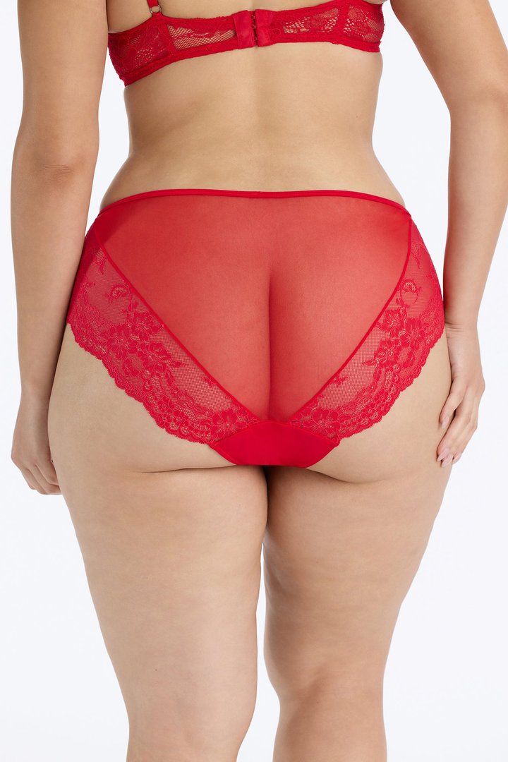 Bonnie Lace Satin Bikini Panty - Red