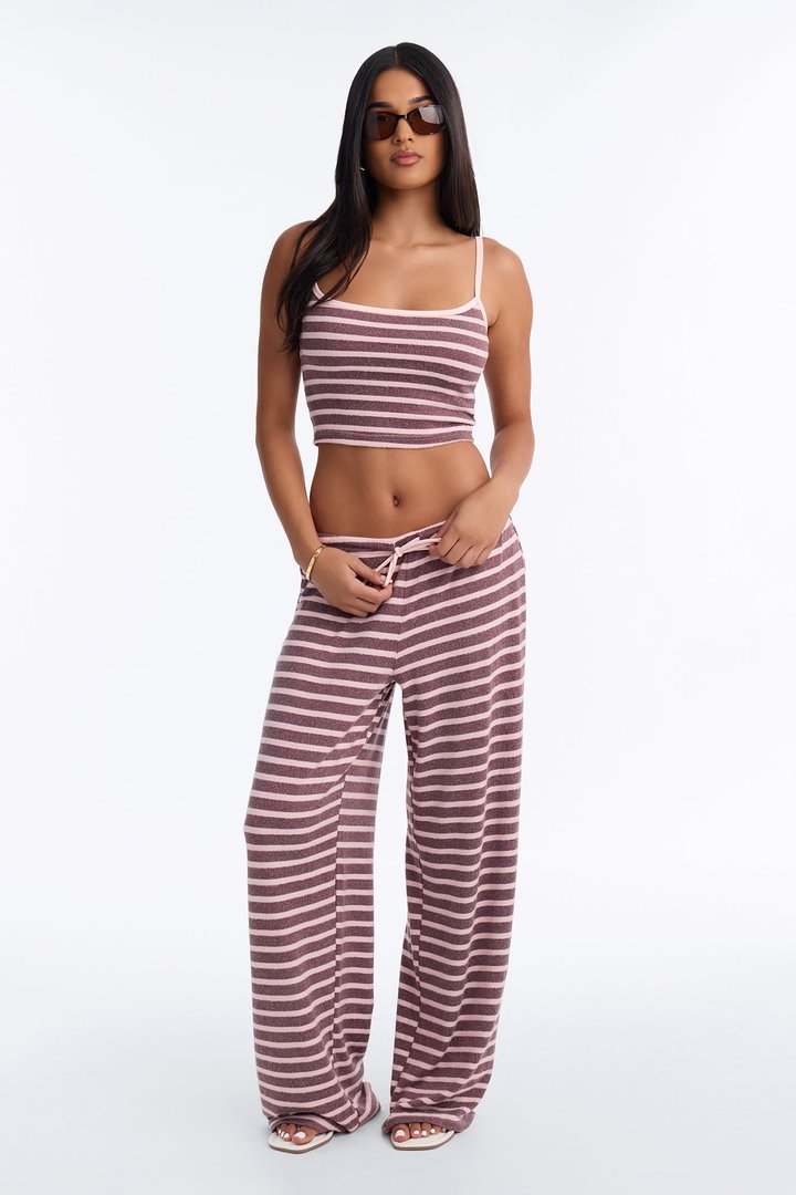 Silla Striped Wide Leg Pant Set - Pink/combo