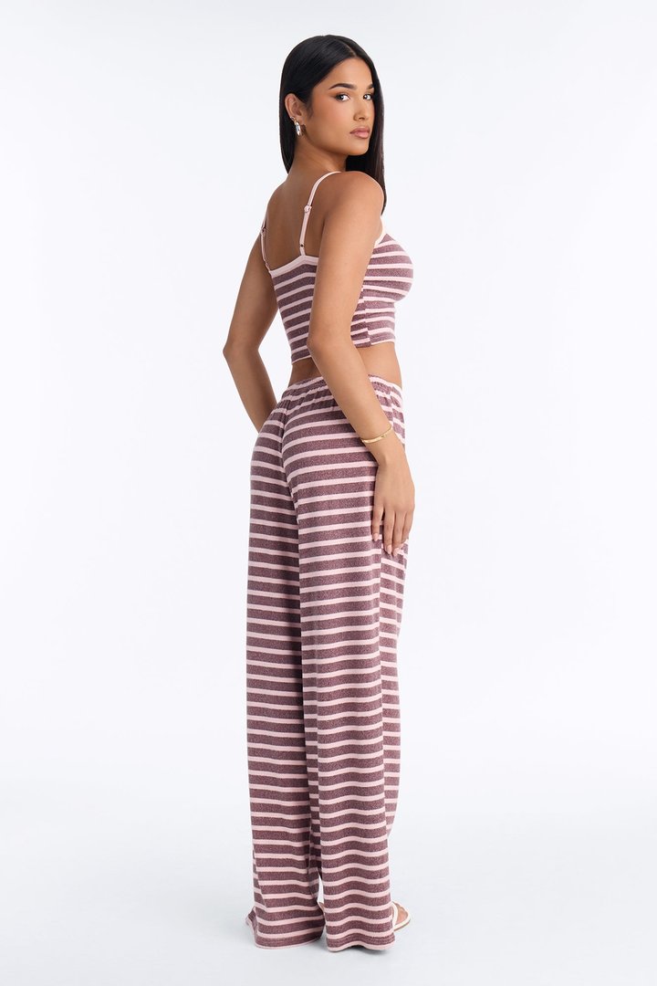 Silla Striped Wide Leg Pant Set - Pink/combo