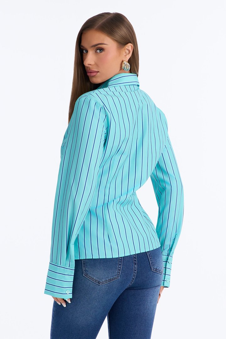 Just My Luck Button Up Shirt - Blue/combo