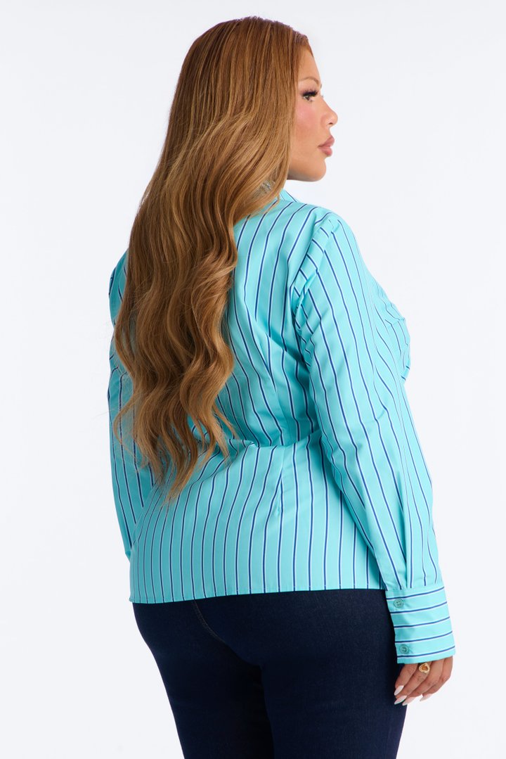 Just My Luck Button Up Shirt - Blue/combo