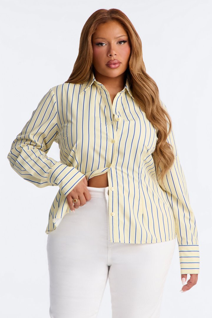 Just My Luck Button Up Shirt - Yellow/combo
