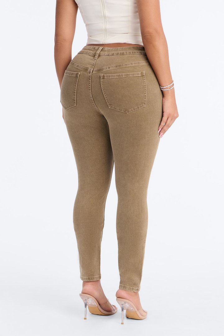 Olive You Forever Crossover Skinny Jeans - Olive
