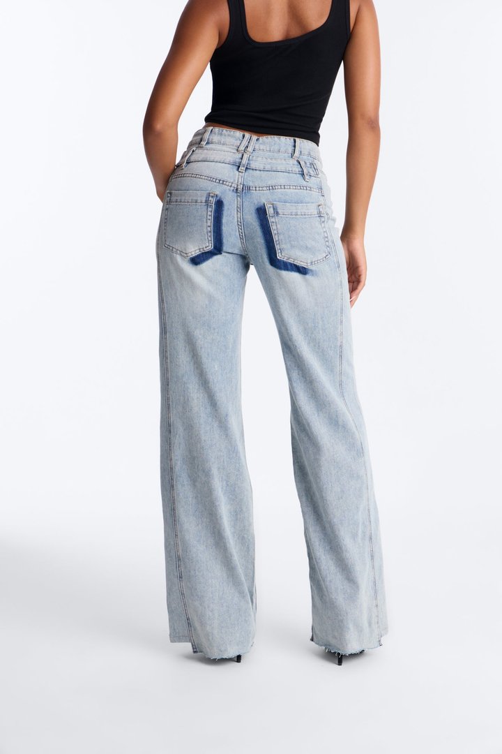 Take Me Away Double Waistband Straight Leg Jeans - Light Wash