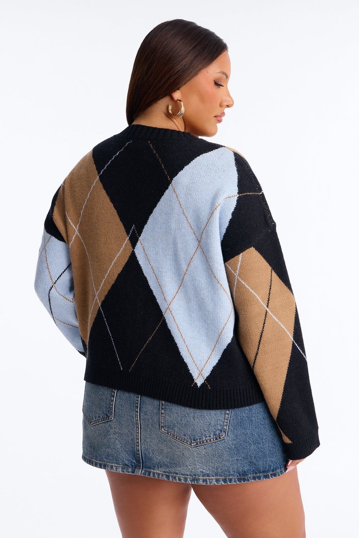Fresh Breeze Argyle Sweater - Blue/combo