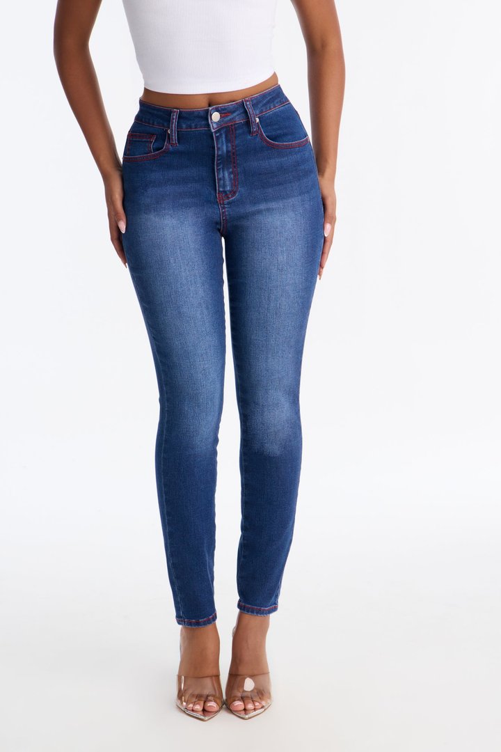 In The Red High Rise Stretch Skinny Jeans - Dark Wash