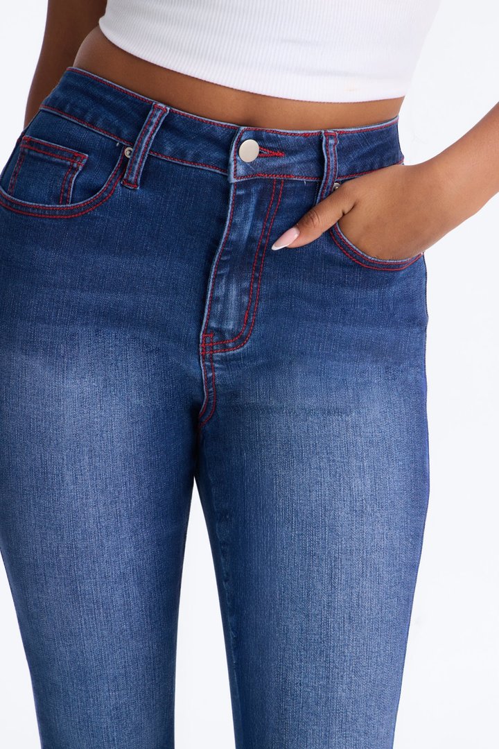 In The Red High Rise Stretch Skinny Jeans - Dark Wash
