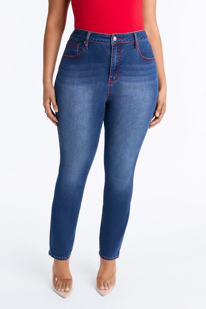 In The Red High Rise Stretch Skinny Jeans - Dark Wash