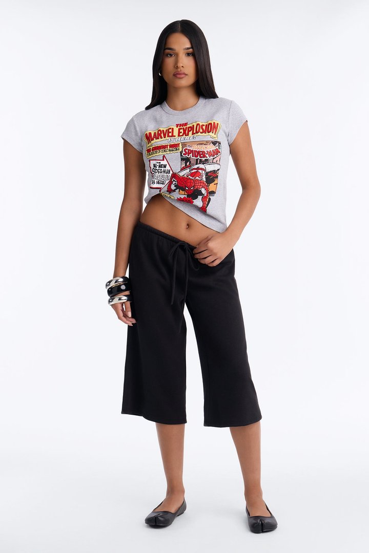 Marvel Explosion Relaxed Baby Tee - Grey