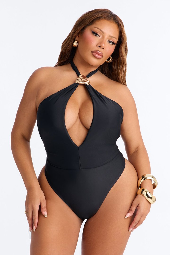 Tan Buns Hardware 1 Piece Swimsuit - Black