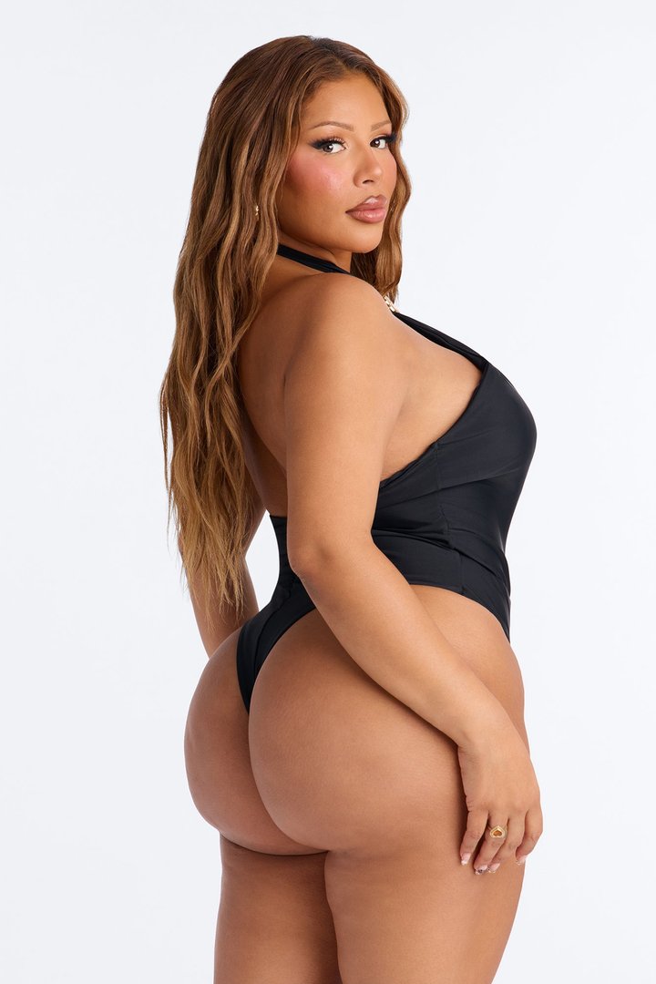 Tan Buns Hardware 1 Piece Swimsuit - Black