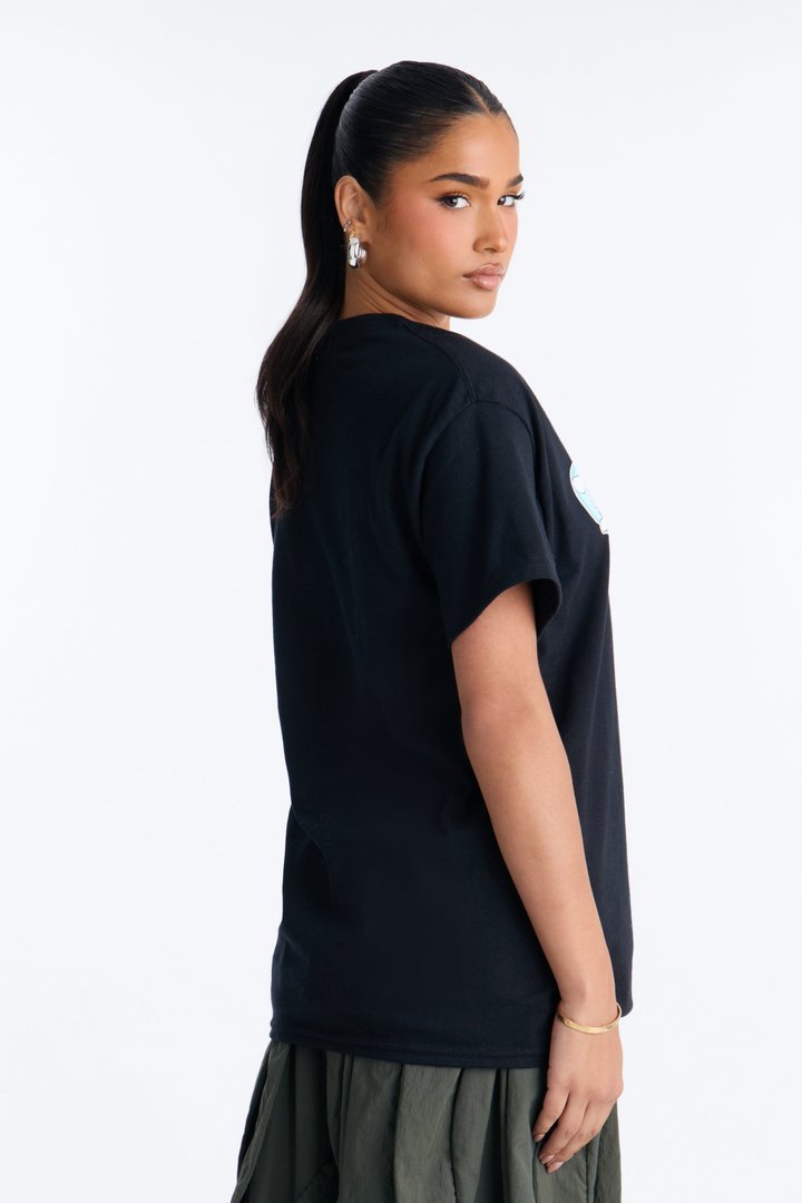 Hello Kitty Heart Frame Mashup Oversized Tee - Black