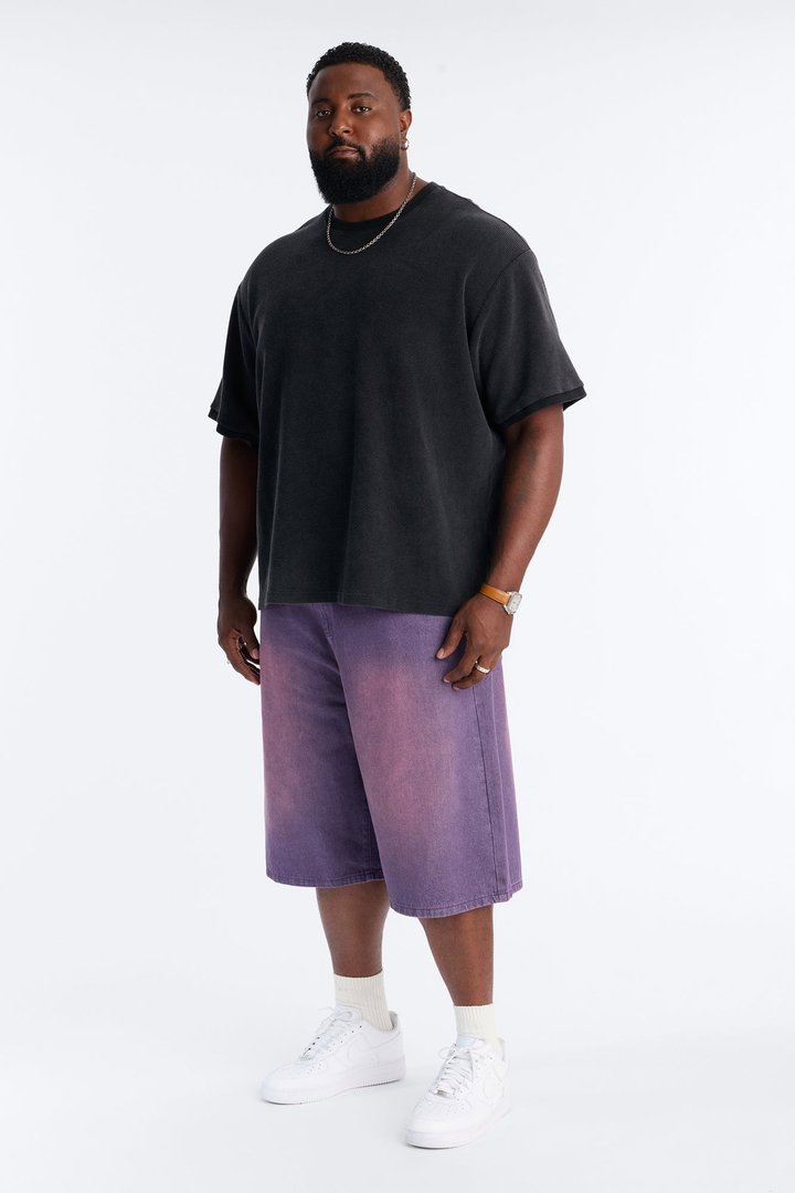 Nebula Haze Baggy Denim Shorts - Washed Purple