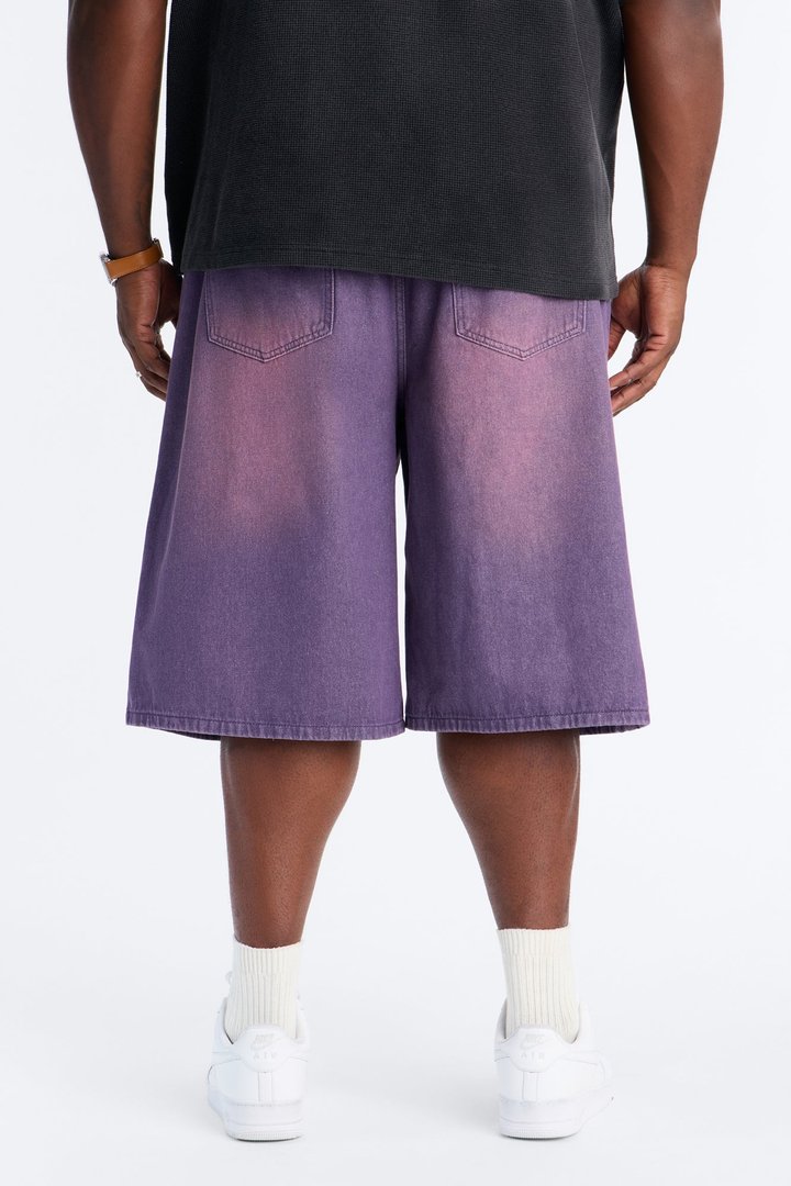 Nebula Haze Baggy Denim Shorts - Washed Purple