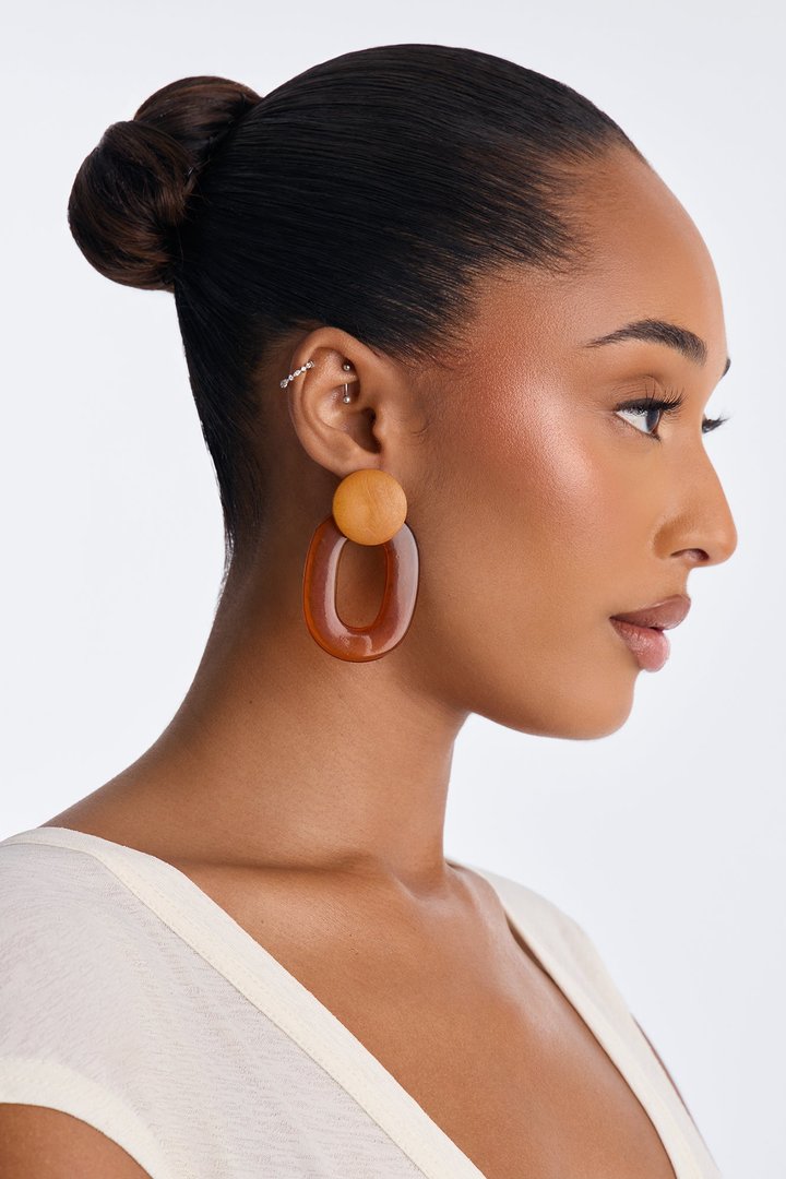 Take It Easy Drop Earrings - Brown