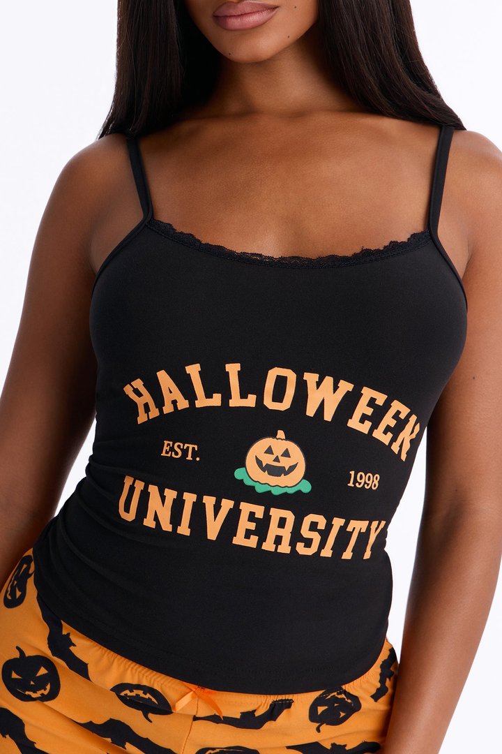 Class Is In Session Halloween Cami PJ Pant Set - Black/Orange