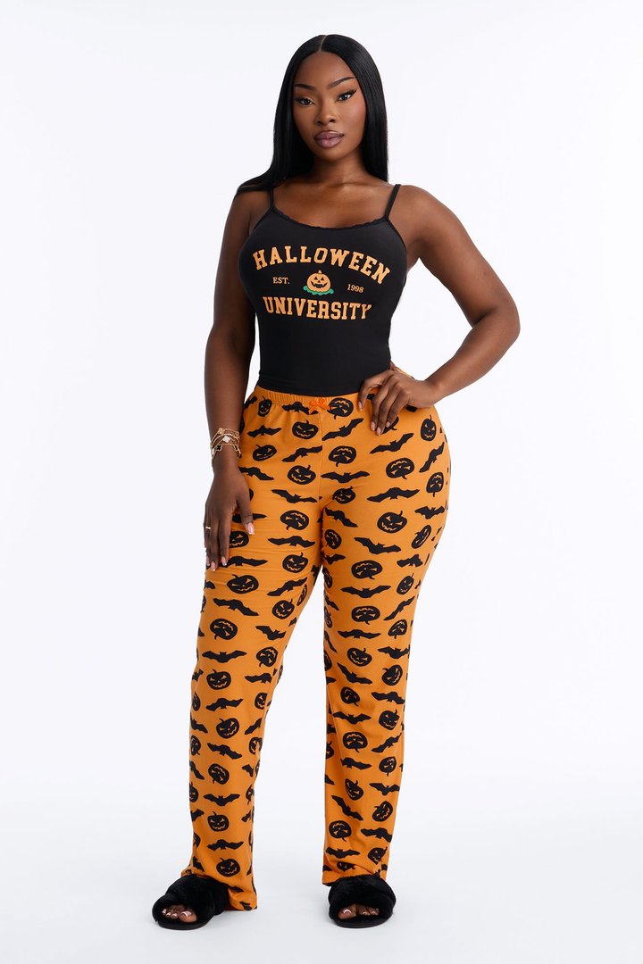Class Is In Session Halloween Cami PJ Pant Set - Black/Orange