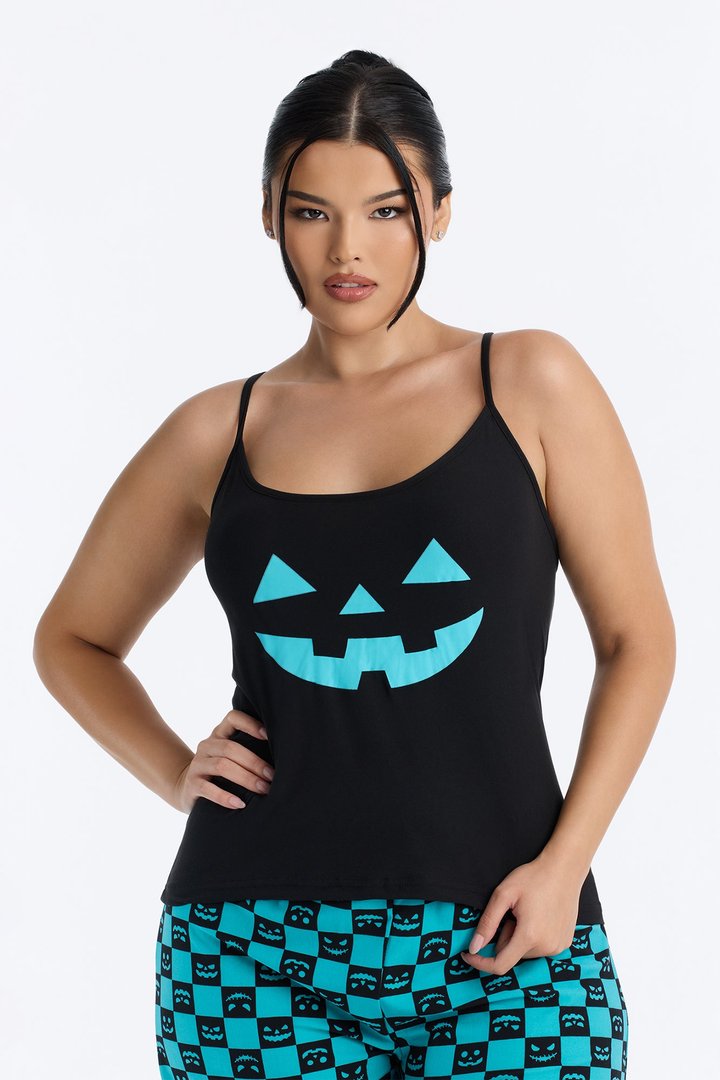 Pumpkin Time Halloween PJ Cami & Wide Leg Set - Black/Blue