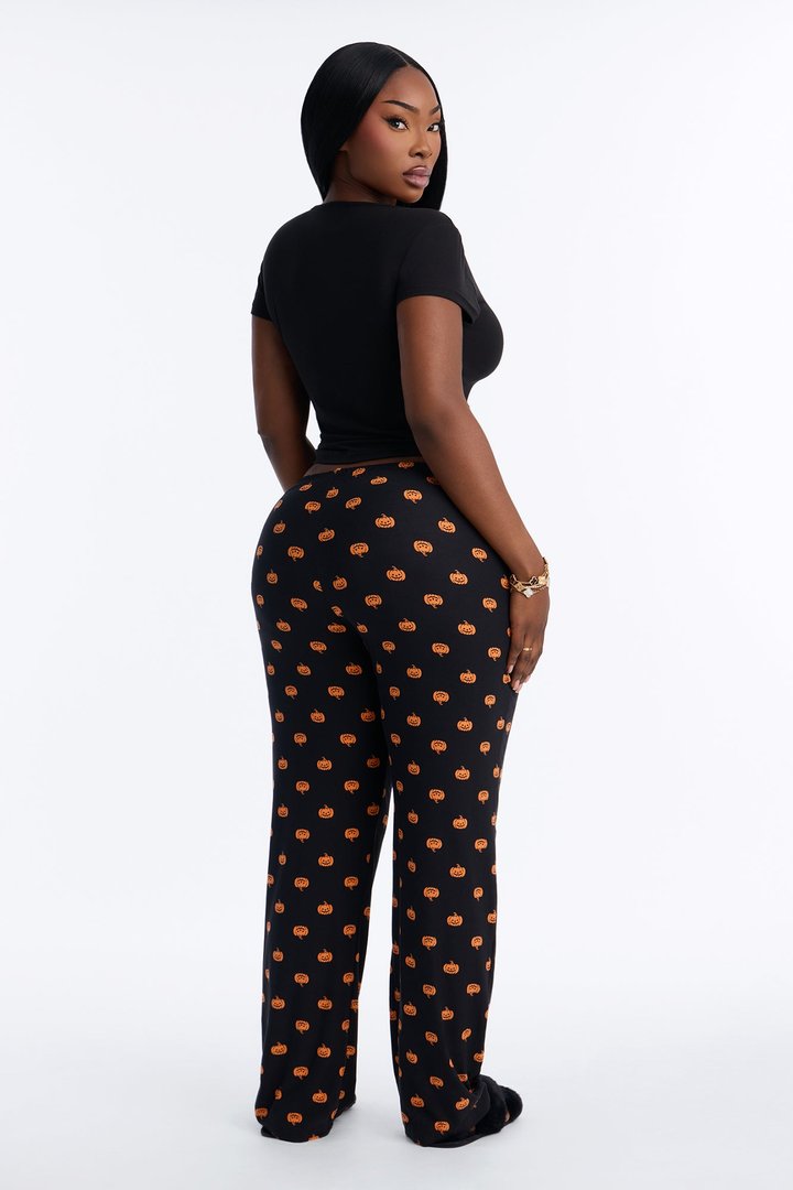 Spooky Snuggles Cropped Tee Halloween PJ Pant Set - Black/Orange