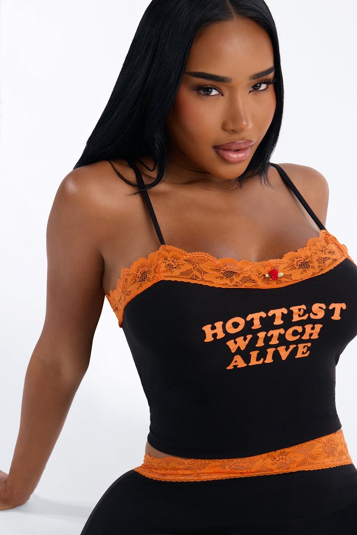 Hottest Witch Alive Halloween Cami PJ Pant Set - Black/Orange