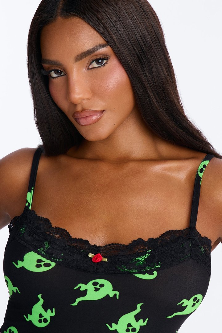 Ghostin' Around Halloween Cami PJ Pant Set - Black/Green