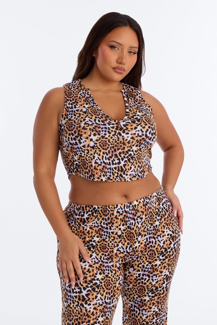 Sweet Safari Tank PJ Pant Set - Brown/combo
