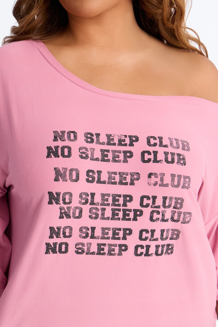 No Sleep Club Off Shoulder PJ Short Set - Pink