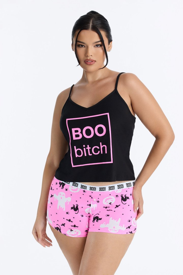 Boo Bitch 2 Piece Cami & Boyshort Set - Black/combo