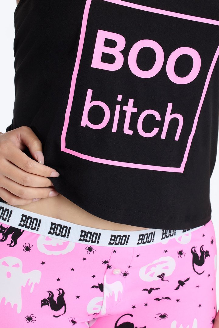 Boo Bitch 2 Piece Cami & Boyshort Set - Black/combo