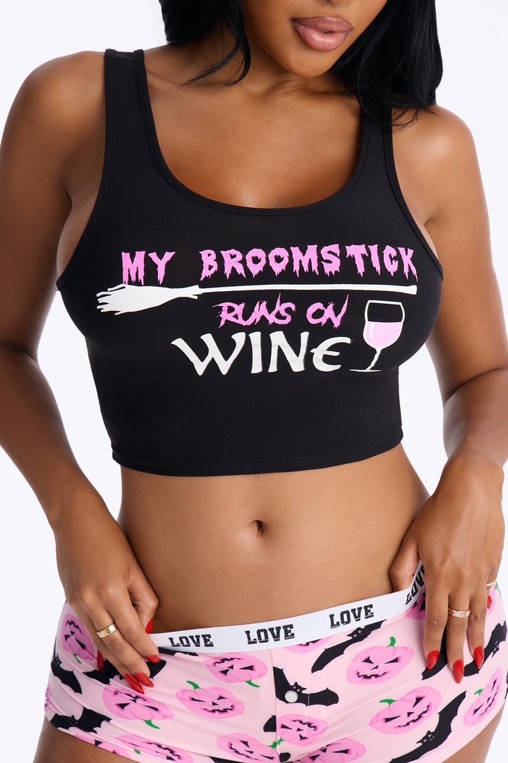 Running On Wine Halloween 2 Piece Tank & Boyshort Set - Black/combo